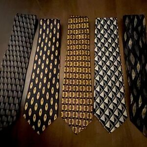 LOUIS ROTH GROUP OF 5 MENS NECK TIES.  SHELL 100%SILK. VARIOUS COLORS & PATTERNS